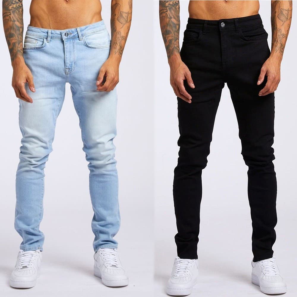 New Men's Trend Black Slim High Waist Denim Slim-Fit Pants For Men