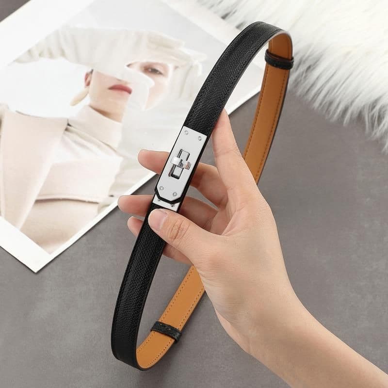 Ceinture H Brand pour femme en cuir véritable, polyvalente, idéale pour manteau, robe, taille affinée, style Kelly tendance