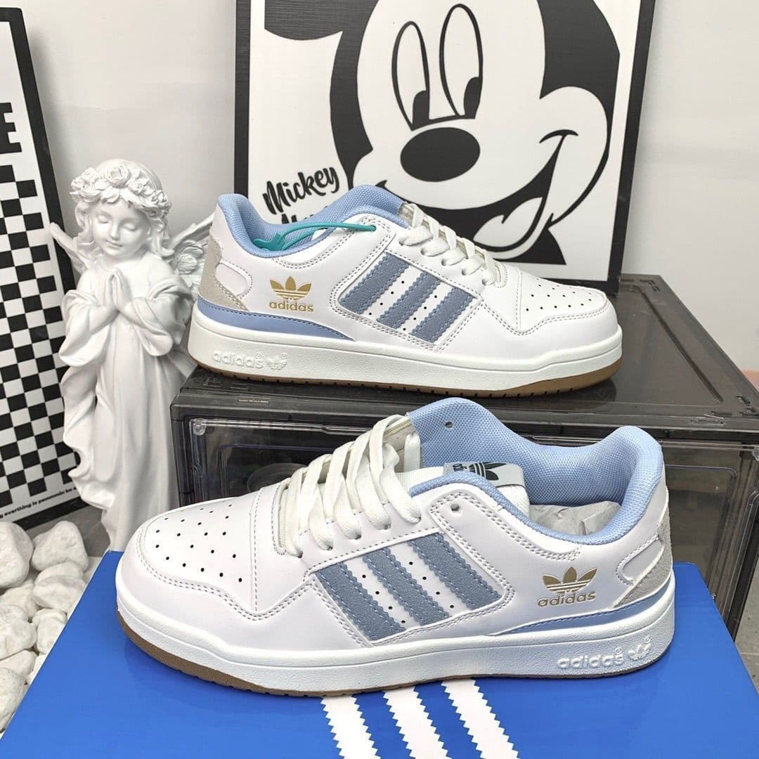 Chaussures de sport décontractées à coupe basse, blanches et bleues, originales et pures, pour couple, respirantes, polyvalentes et tendance