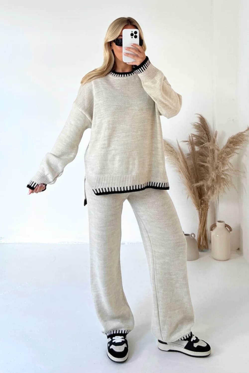 Women's Fashion Solid Color Casual Loose Two-piece Set For Women