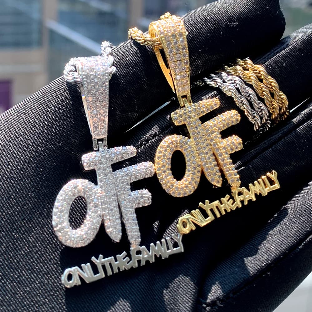New Hip Hop Letter Pendant OTF Set With Zircon Gold Silver Popular Men's And Women's Jewelry