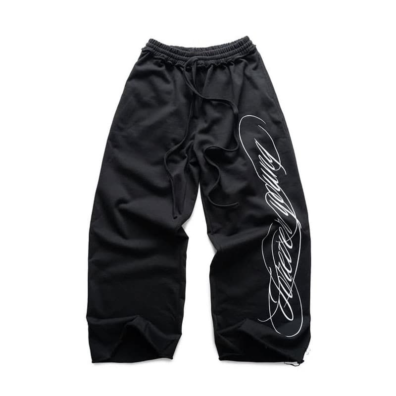 ​​Urban Streetwear Sweatpants – Oversized Letter Print Joggers For Men (Black/White)​​