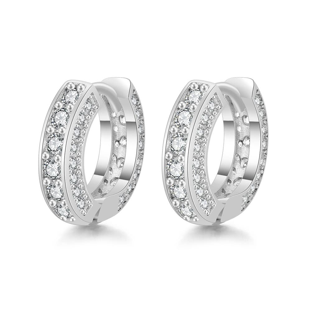 Hip-hop Personality Earrings for Men and Women Micro-inlaid Zircon Gold-plated Round Earrings