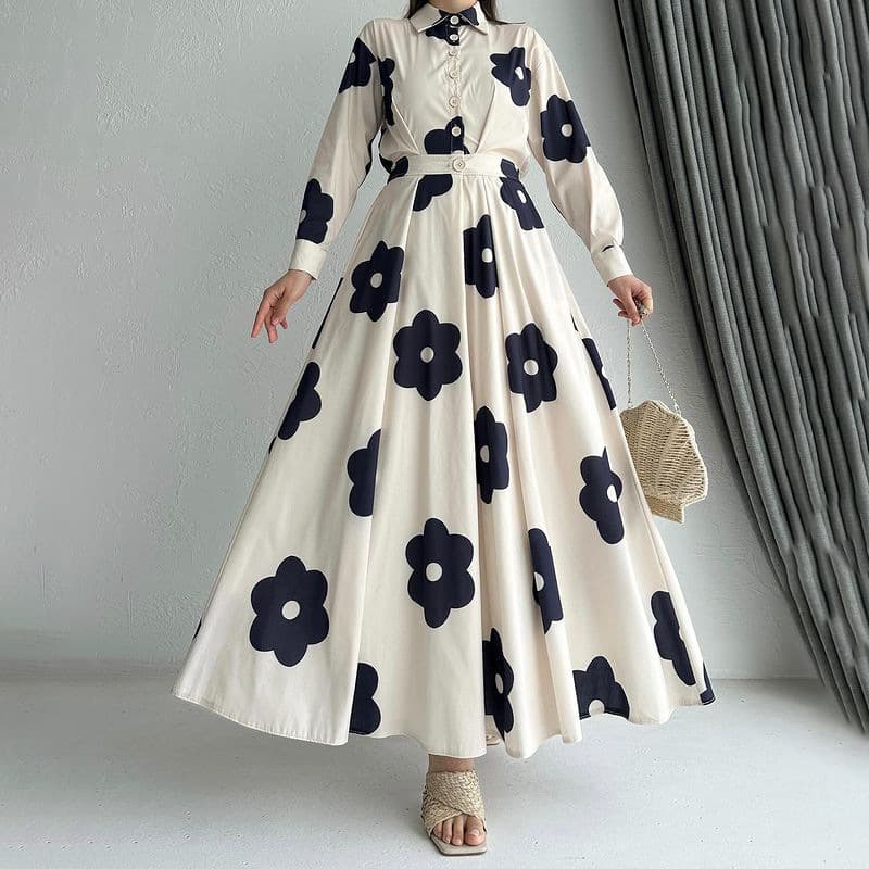 Women's Clothing Autumn Lapel Temperament Printed Shirt High Waist Slim Skirt Suit