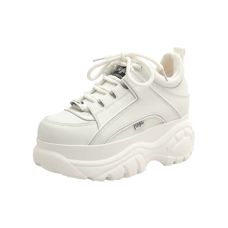 Top Quality Genuine Leather Platform Buffalo Women Casual Sneakers Round Toe Brand Luxury Dad Shoes ST