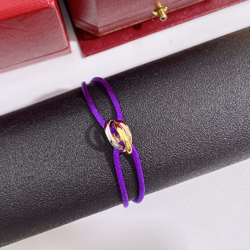 Bracelet homme femme créateur bijoux or unisexe acier inoxydable 3 boucles métal ruban lacé chaîne multicolore