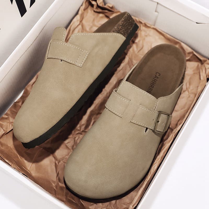 Men's Half Length Mule Slippers, Cork Closed Toe Slippers, Summer Style, Plus Size 45, Casual Sandals.