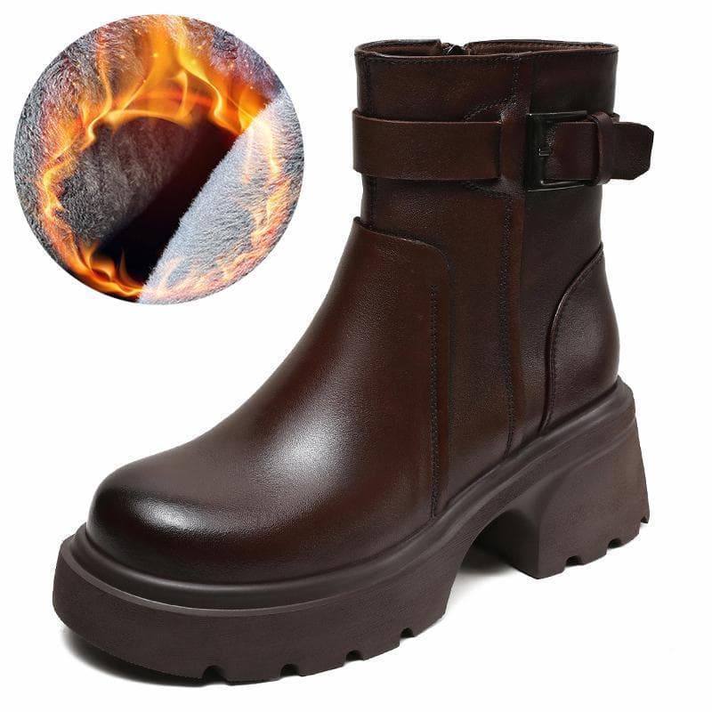Bottines Martin en cuir souple véritable pour femme, automne-hiver, doublées polaire, chaudes, style coréen, polyvalentes, petites et légères.