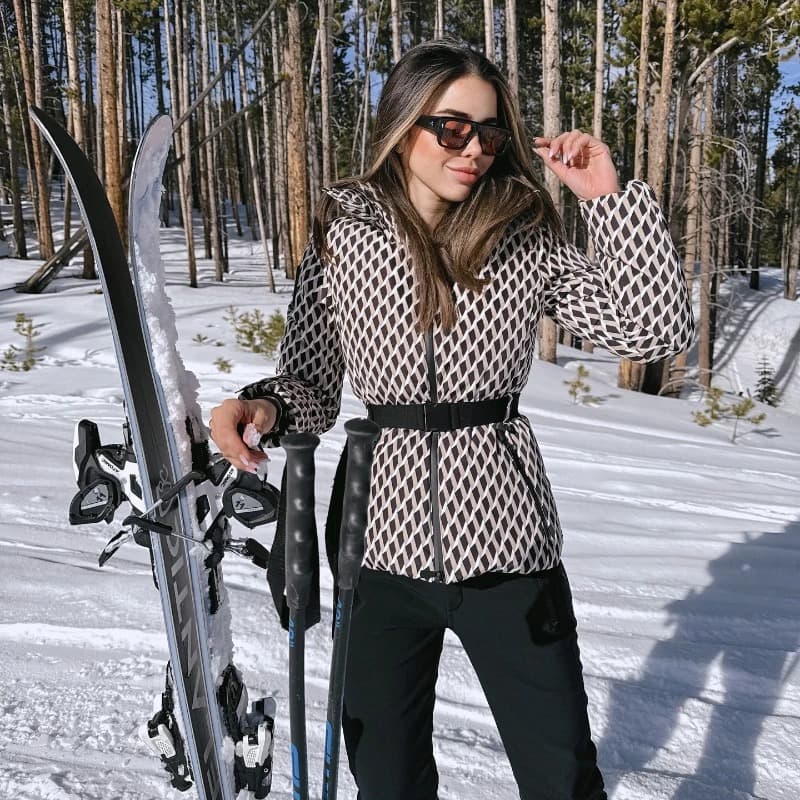 Women’s Winter Ski Coat – Warm Belted Long-Sleeve Jacket With Cotton-Polyester Blend – Stylish & Functional Outerwear