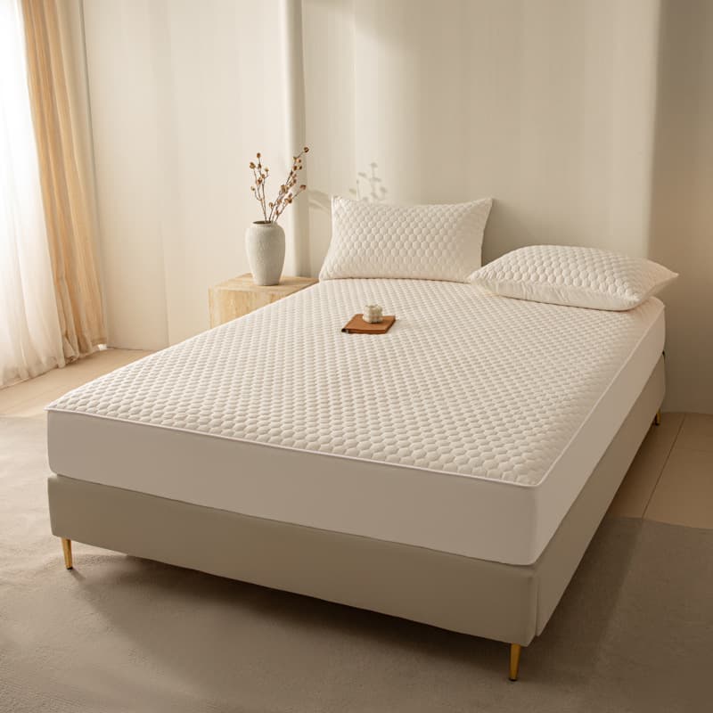 Soft Washed Cotton Quilted Mattress Protector - Waterproof & Slip-Resistant Fits All Mattresses (Home & Commercial Use Machine Washable)