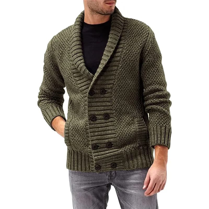 Men's Clothing Men's Knitted Tops Autumn And Winter New Fashion Simple Solid Color Men's Comfortable Long Sleeve Lapel Long