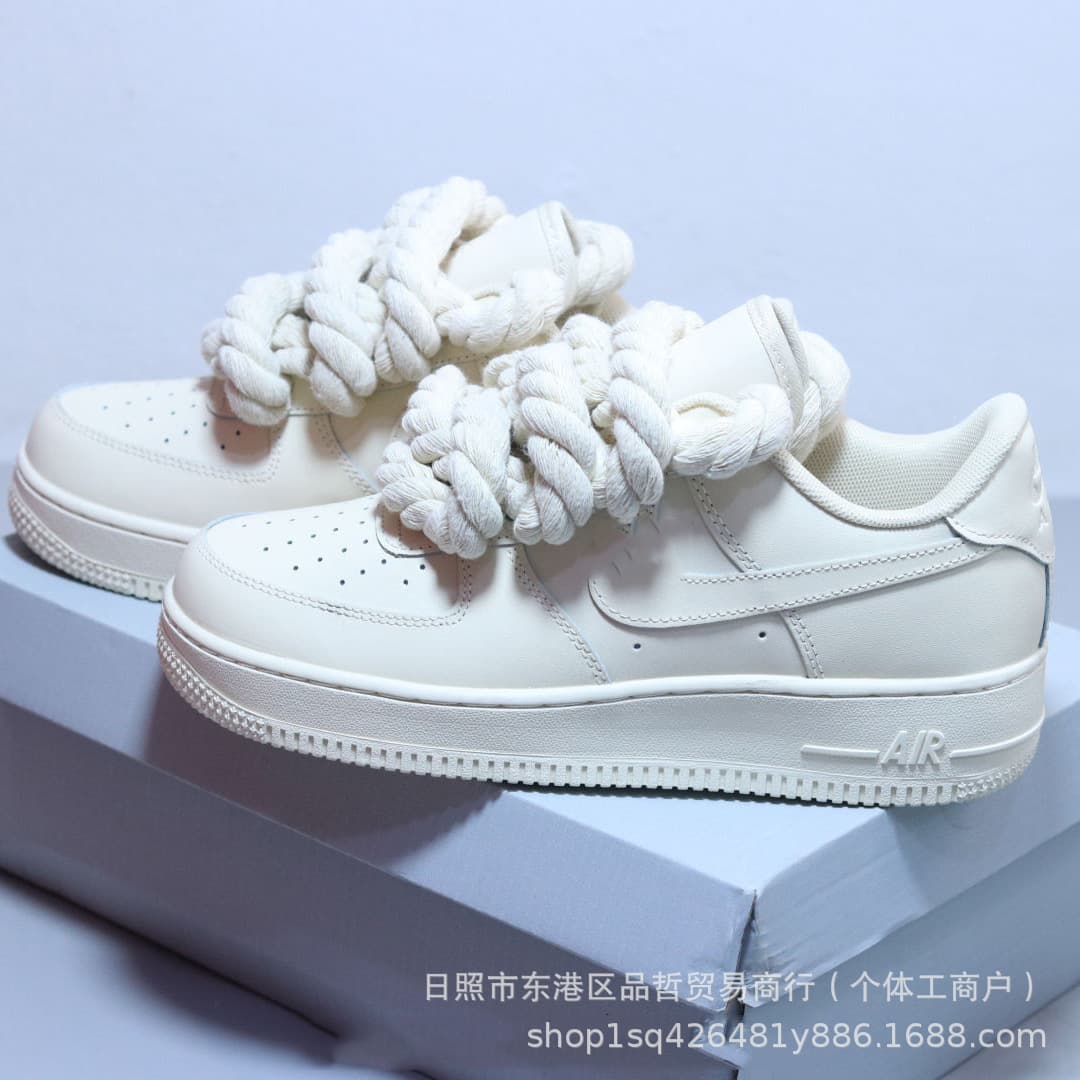 Baskets en corde transfrontalières à lacets épais pour femmes, style Air Force One édition limitée, décontractées pour hommes