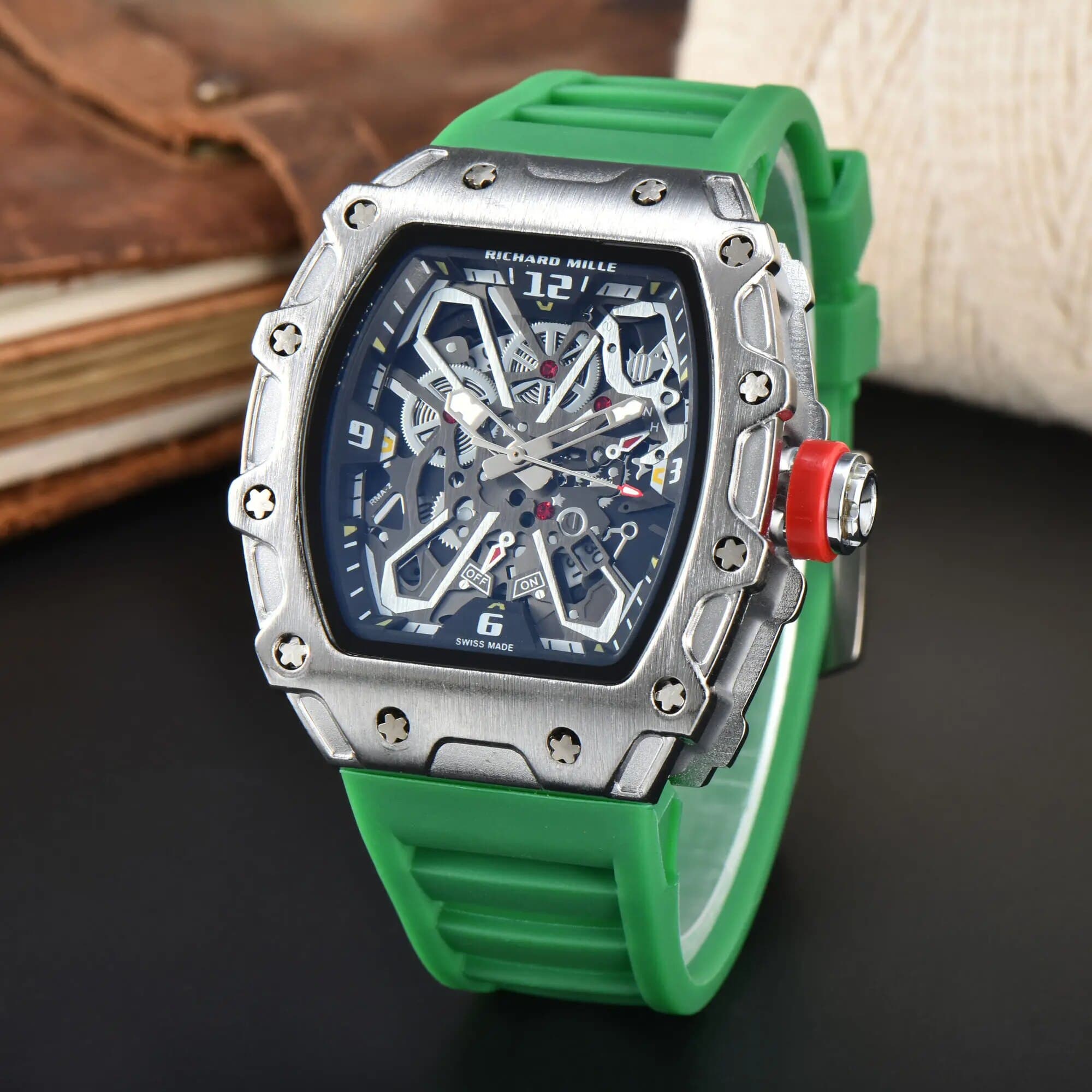 La nouvelle montre chronographe à quartz étanche de la marque de luxe haut de gamme Richard Mille pour hommes, tendance, décontractée, mode, cale