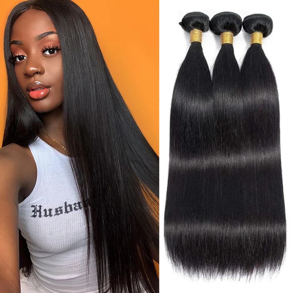 Brazilian Straight Hair Extension for Women Natural Black Remy Human Hair Bundle