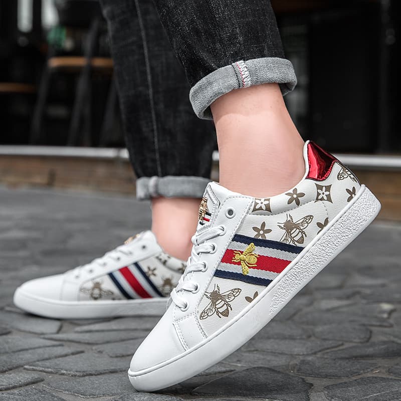 Men's European Style Spring Autumn Korean Sporty Breathable White Sneakers Light Luxury Trendy Versatile Shoes