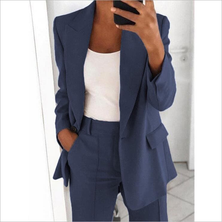 Women's new fashion button slim lapel cardigan temperament blazer suit