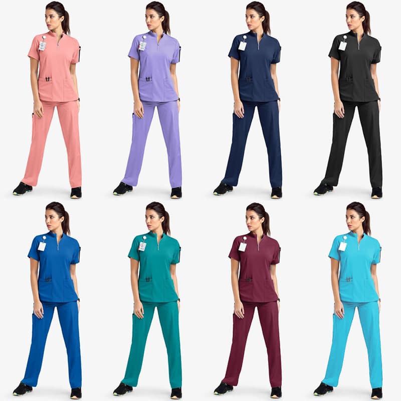Men And Women Stand Collar Zipper Hand Washing Clothes Nurse Clothes Work Clothes Suit Doctor Nurse Beauty Salon SPA Work Clothes