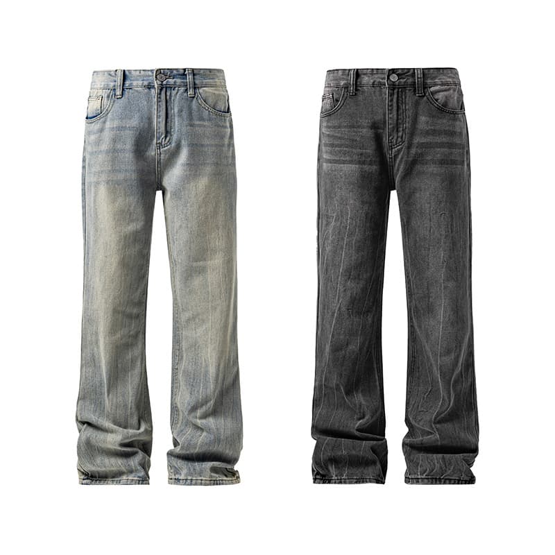 Men's Clothing Distressed Blue Jeans – Vintage Washed Streetwear Pants, High Waist Relaxed Fit, Y2K Baggy Denim For Urban & Skate Style (M-5XL)​