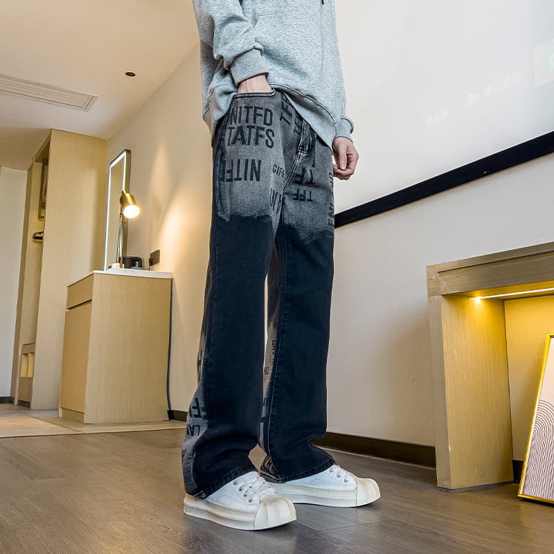 Men's Clothing Cool Street Style Retro Letter Jeans For Men New Spring Style Fashionable And Versatile High End Casual Men's Pants