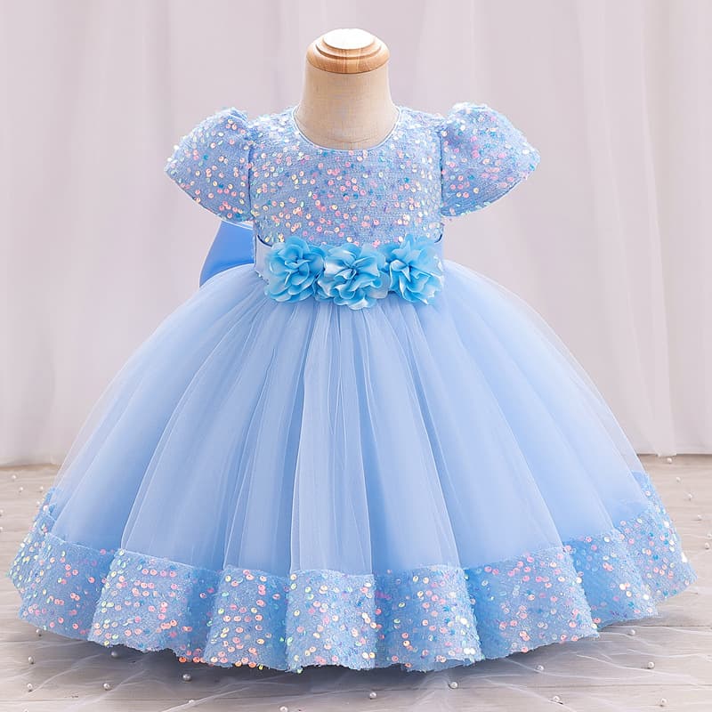 Mother&Kids Cross border New Girl Baby one year Dress Baby Flower Princess dress Children's birthday party dress