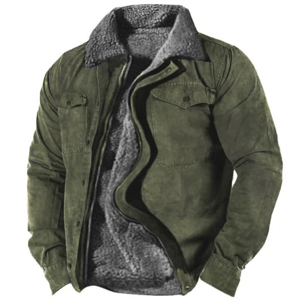 2024 Thickened Side Sewn Pocket Casual Zipper Loose Wolf Brown Youth Cotton Jacket Men