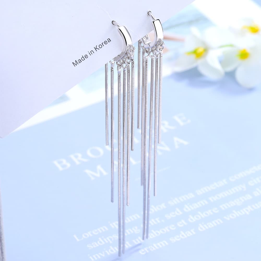 Long Tassel Earrings For Women, Elegant Korean Style Heart-shaped Clips, Trendy Ear Accessories