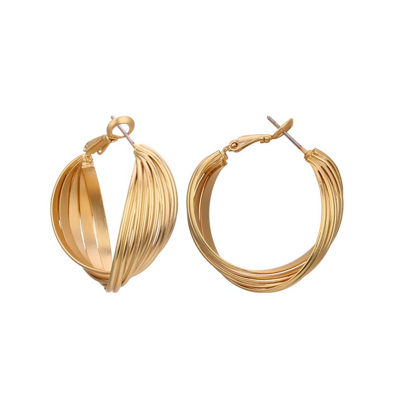 Retro Ins Style Geometric Metal Real Gold Twisted Atmospheric Earrings Earring
