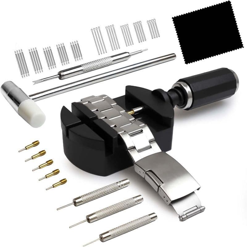 Watch Repair Tool Watch Link Removal Kit Watch Strap Replacement Tool Adjust Watch Strap Pin Replacement, Watch Hammer, Spring Rod