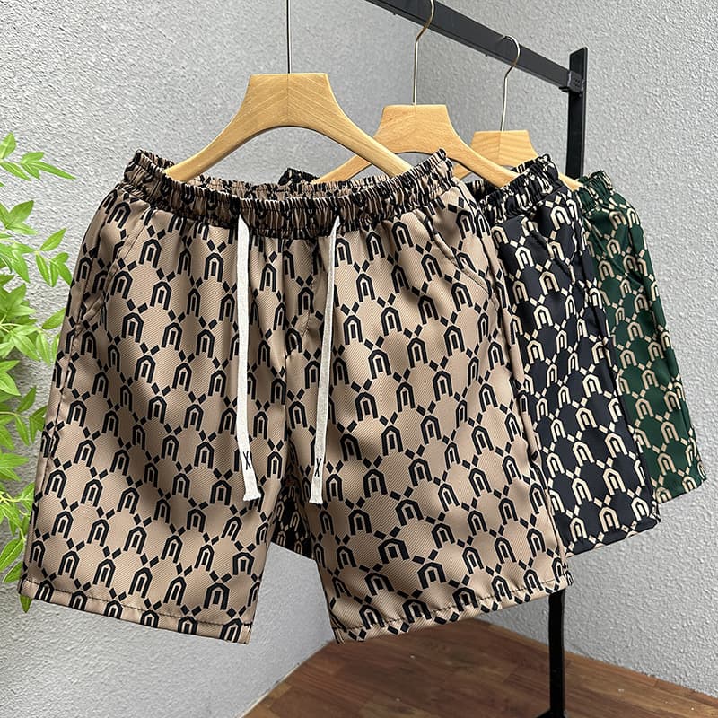 Men's Clothing Shorts Ice Silk Summer High-end Ice Silk Pants Thin Printed Shorts Casual Quick-drying Beach Pants Spirited Guys