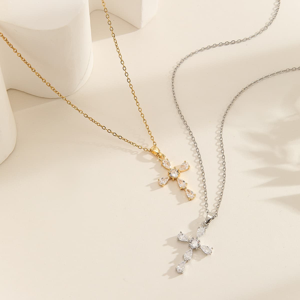 Hip Hop Stainless Steel Unisex Cross Necklace Clavicle Chain Jewelry