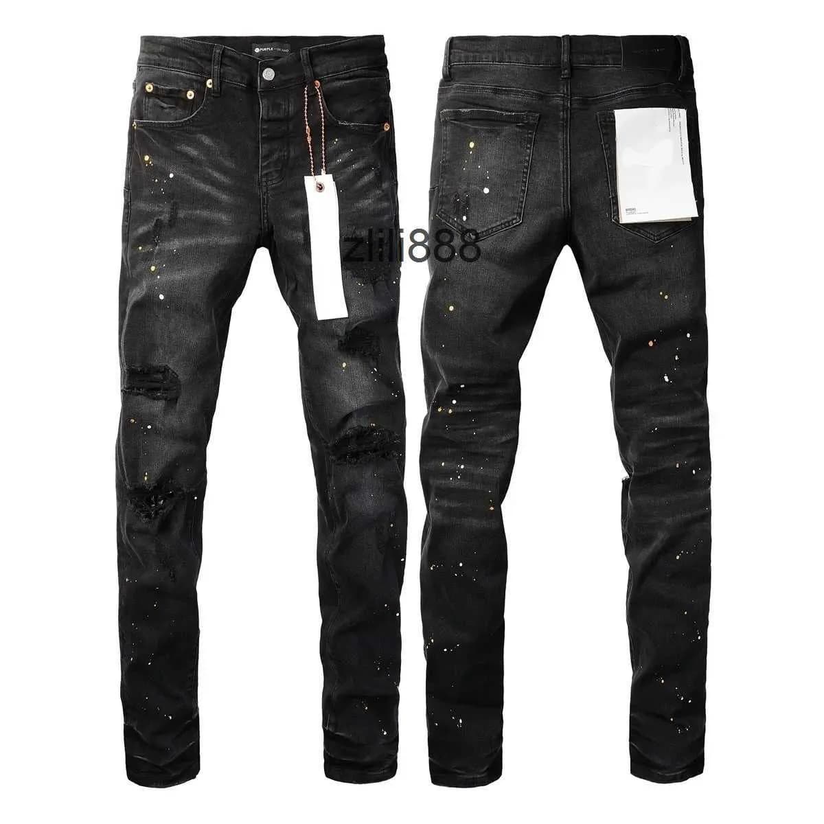 Brand American Street Paint Hole Black 9045 2024 New Fashion Trend High quality Jeans