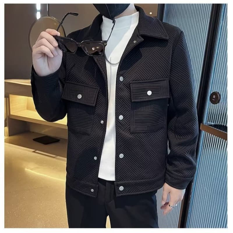 2024 Fashionable Trendy Brand New Spring And Autumn Design Striped Casual Workwear Jacket Men's Clothing