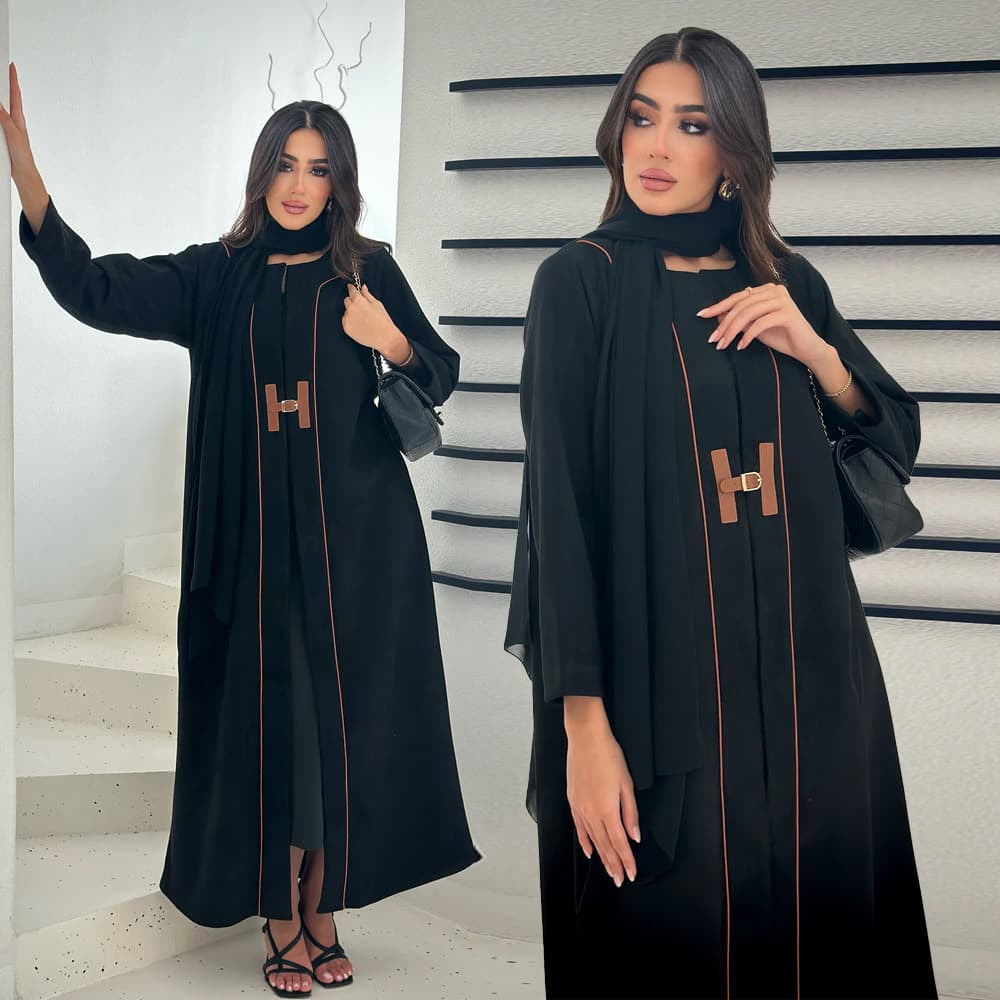 Women's Clothing Middle Eastern Muslim Abaya Fashion Robe Dress Belt Outer Coat