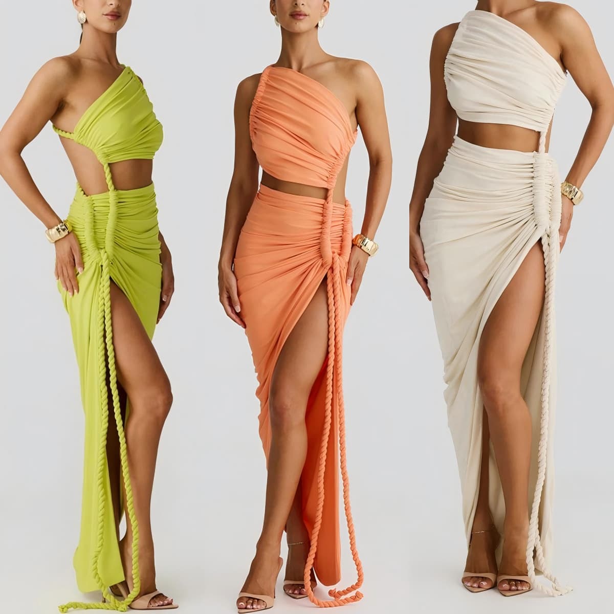 Women's Clothing Spring And Summer Irregular Sexy Backless Rope Slit Dress Female NQ3493