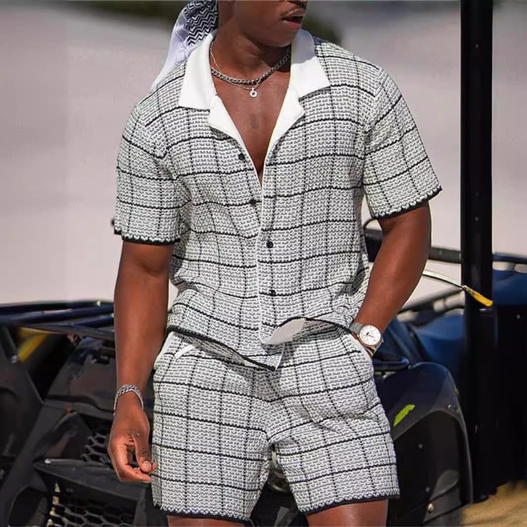 Men's Clothing 2025 New Cross Border Men's Summer Men's Hawaiian Short Sleeved Shirt 3D Digital Printing Shirt Suit Men