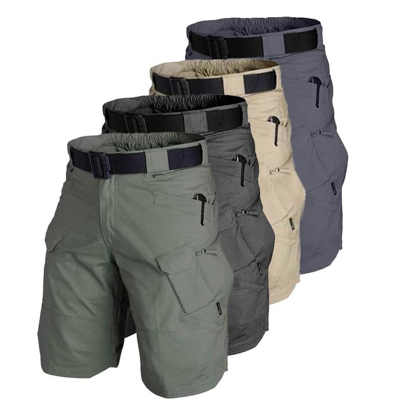 Men's Fashion Tactical Waterproof Quick Dry Shorts mid Waist Regular Fit Summer Casual Drawstring Knee Length Polyester