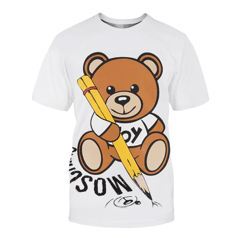 T-Shirt ample surdimensionné à imprimé de dessin animé ours pour femmes, nouvelle collection