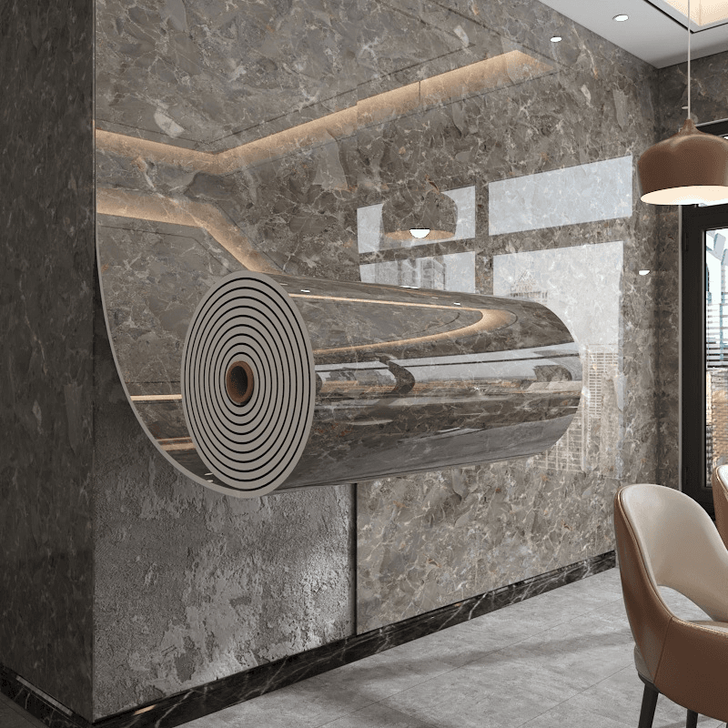 Luxury Dark Grey Marble Wall Film – Glossy Waterproof Peel & Stick Wall Covering For Modern Interiors 40cm * 3/5/10m