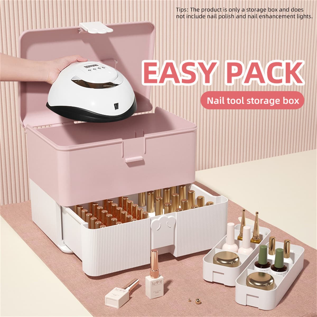 Sets & Kits Manicure Tool Box Manicure Lamp Nail Glue Toy Storage Box Portable Double Layer Home Store Multifunctional
