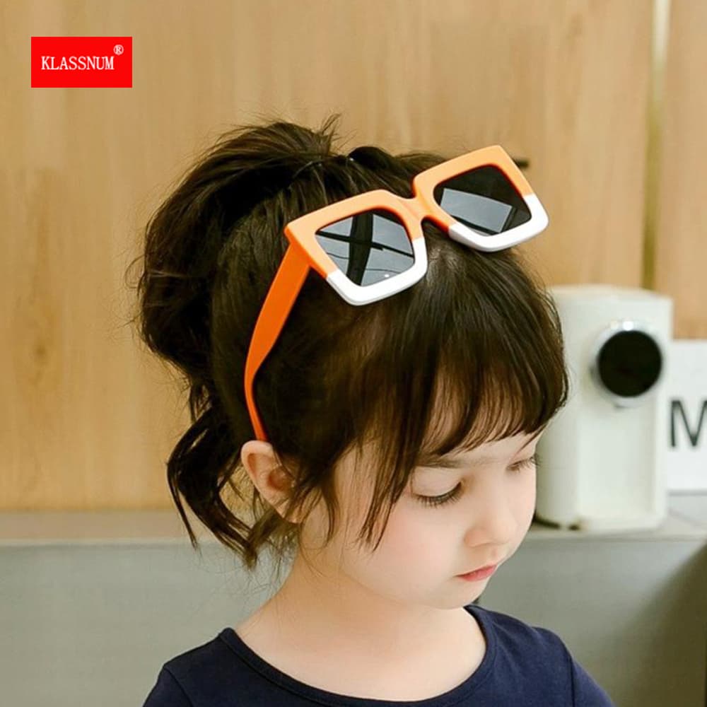 Kids Boy Girls Oversize Square Sun Glasses 2023 Trendy Baby Sunglasses Double Color Frame Children Fashion Shade 1PCs
