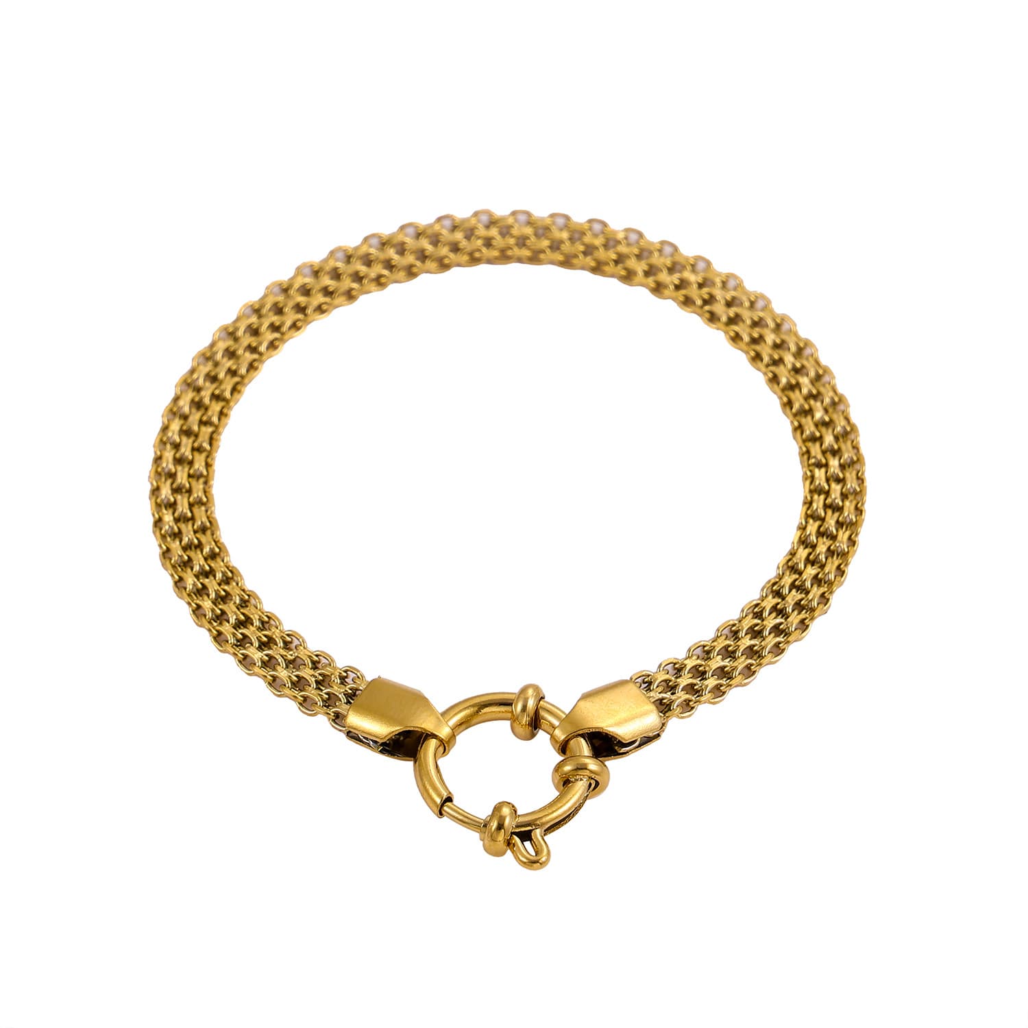 Women's Jewelry Braided Bracelet Spring Buckle Opening DIY Hanging Accessories Mesh Bracelet Jewelry Stainless Steel Plated 14K Gold Mesh