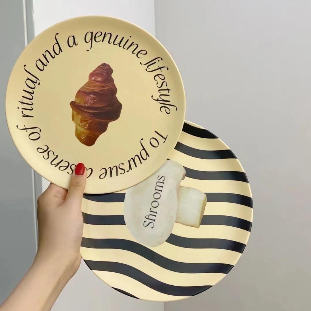 Fruit Bamboo Fiber Dinner Plate Anti-Slip Western Design Ins Style Simple Modern Dessert Salad Original
