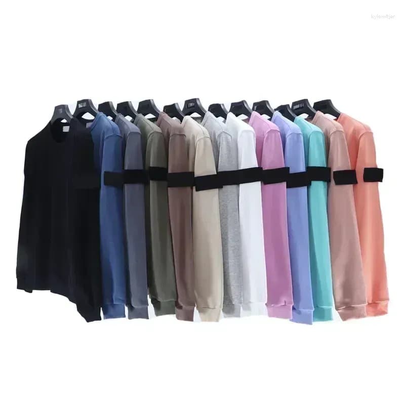 Men's Hoodies Solid Color Long-Sleeved Sweater Spring And Autumn Cotton Loose Comfortable Stone Sleeve Label Men Women'S