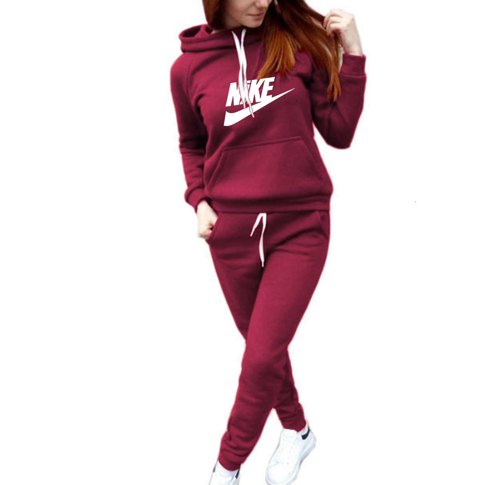 Ensemble sweat-shirt et sweat à capuche pour femme, deux pièces, décontracté, sport, automne et hiver, velours
