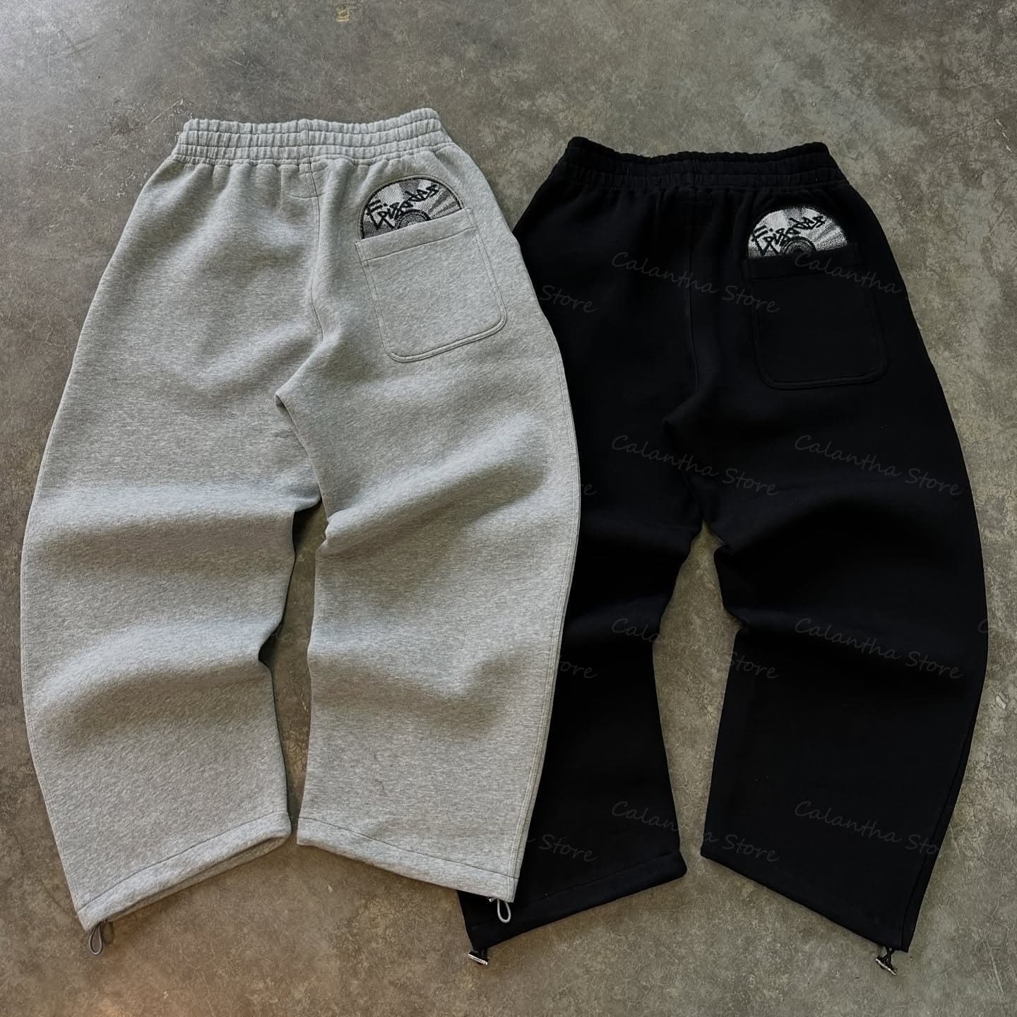 ​​High-Street Embroidered Joggers – Men’s Casual Cotton Trousers, Loose Fit, Streetwear (Black/Gray, Sizes S-XXL)​​