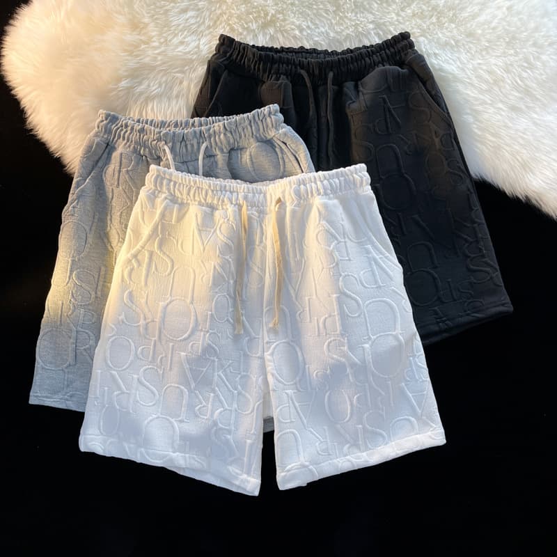 Short de sport pour homme, style tendance, imprimé tridimensionnel, décontracté, fin, ample, jambes larges, été