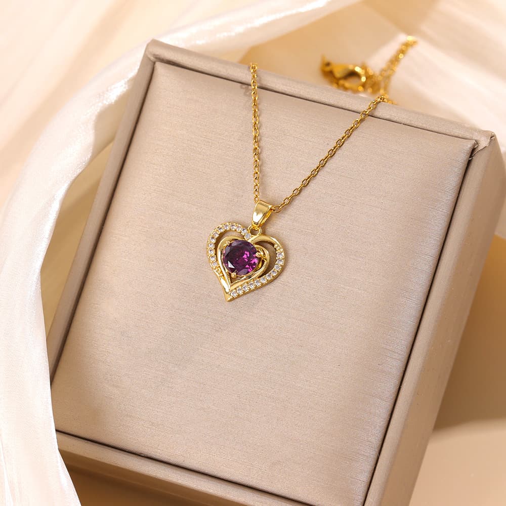 Titanium steel stainless steel light luxury high end heart shaped pendant fashionable all match love necklace jewelry