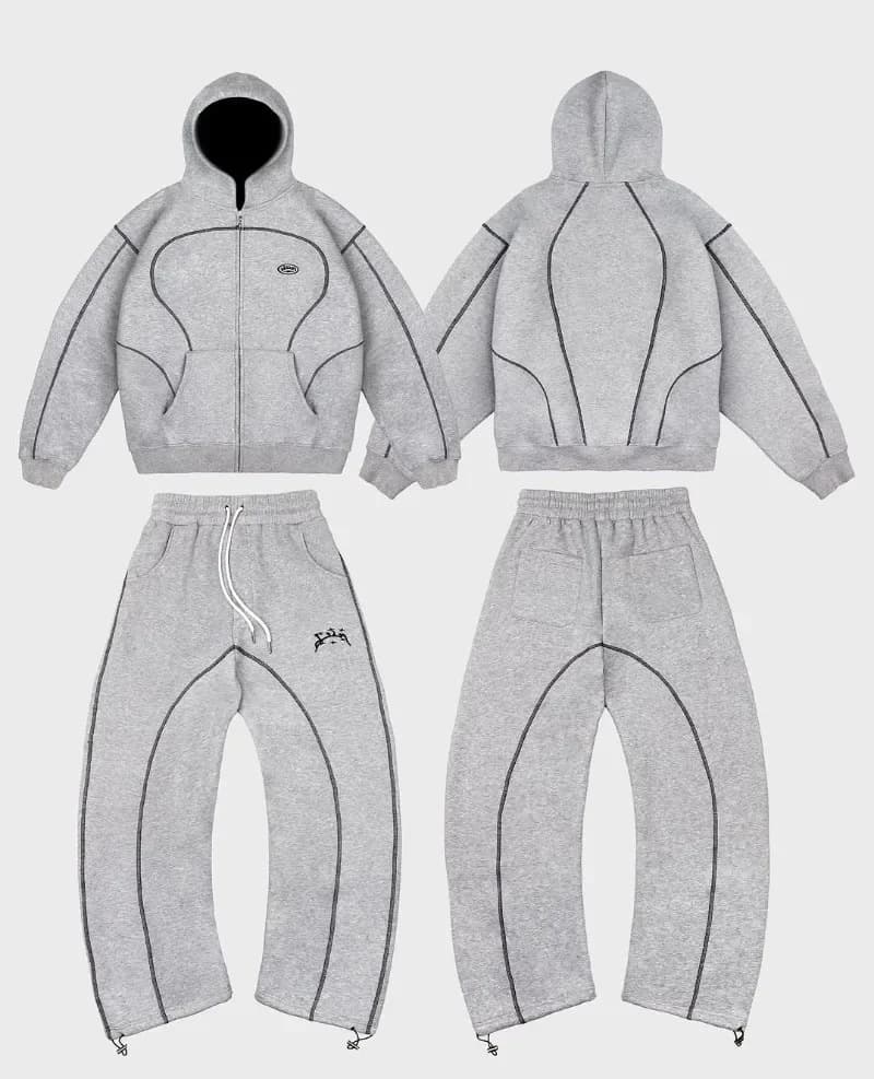 Ensemble sweat à capuche et jogging brodé tendance pour homme – Tenue décontractée ample style streetwear hip-hop pour le printemps