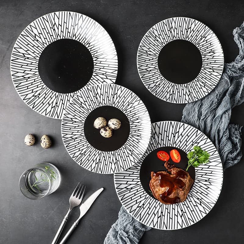 Nordic Style Dinner Plates Set - Minimalist Ceramic Pasta Plates, Dessert Plates For Restaurant & Home Use (Modern, Creative Serving Dishes)​​