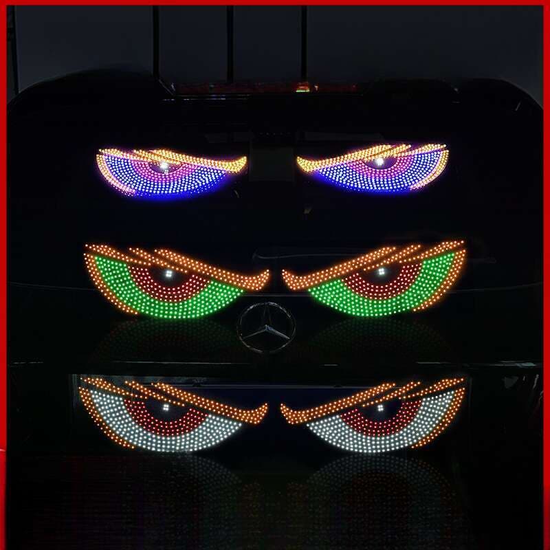 New LED Devil Brand Car Sticker Dynamic Eye DIY Waterproof Display Screen Truck Decorative Light